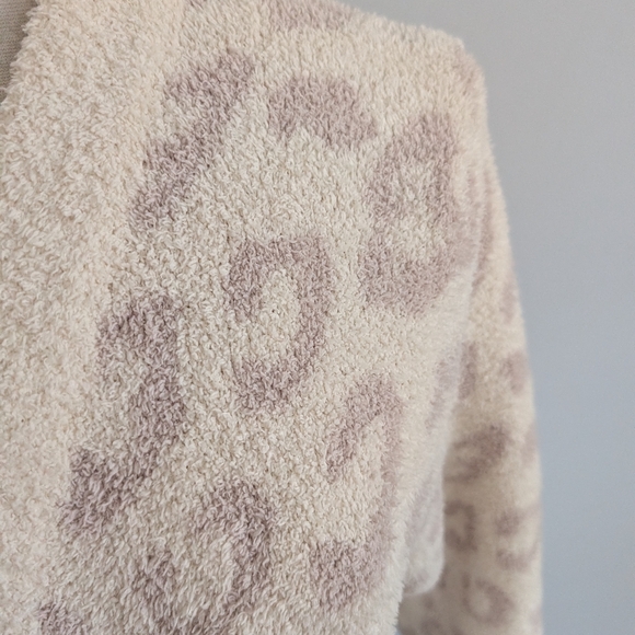 CozyChic® Knit In the Wild Long Sleeve Leopard Print Short Robe XL - Picture 4 of 8
